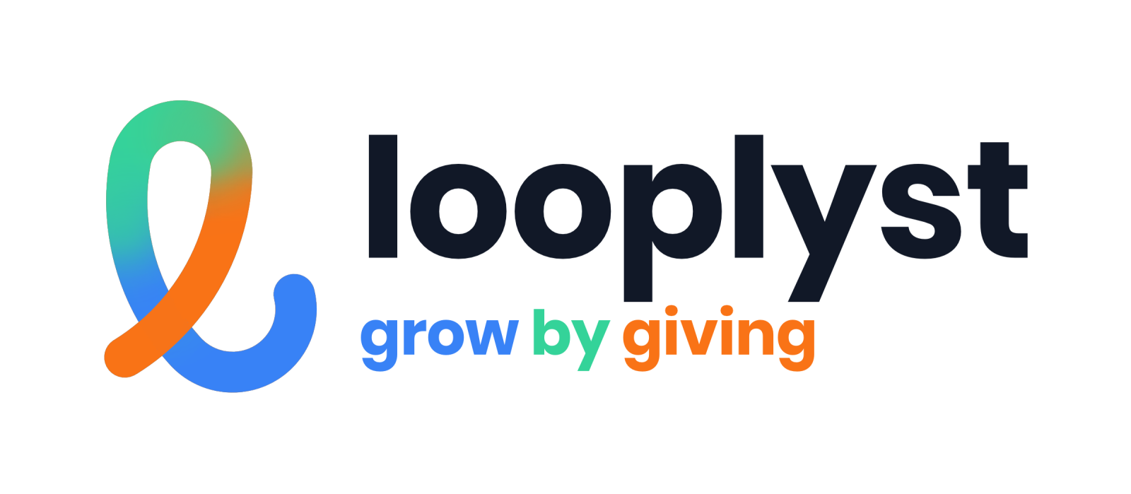 Looplyst logo with the tagline Grow by giving